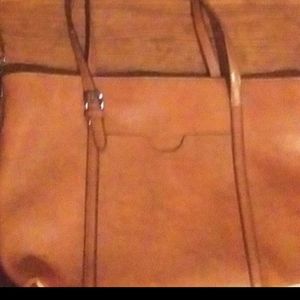 Brown Vegan Leather Crossbody Tote Bag